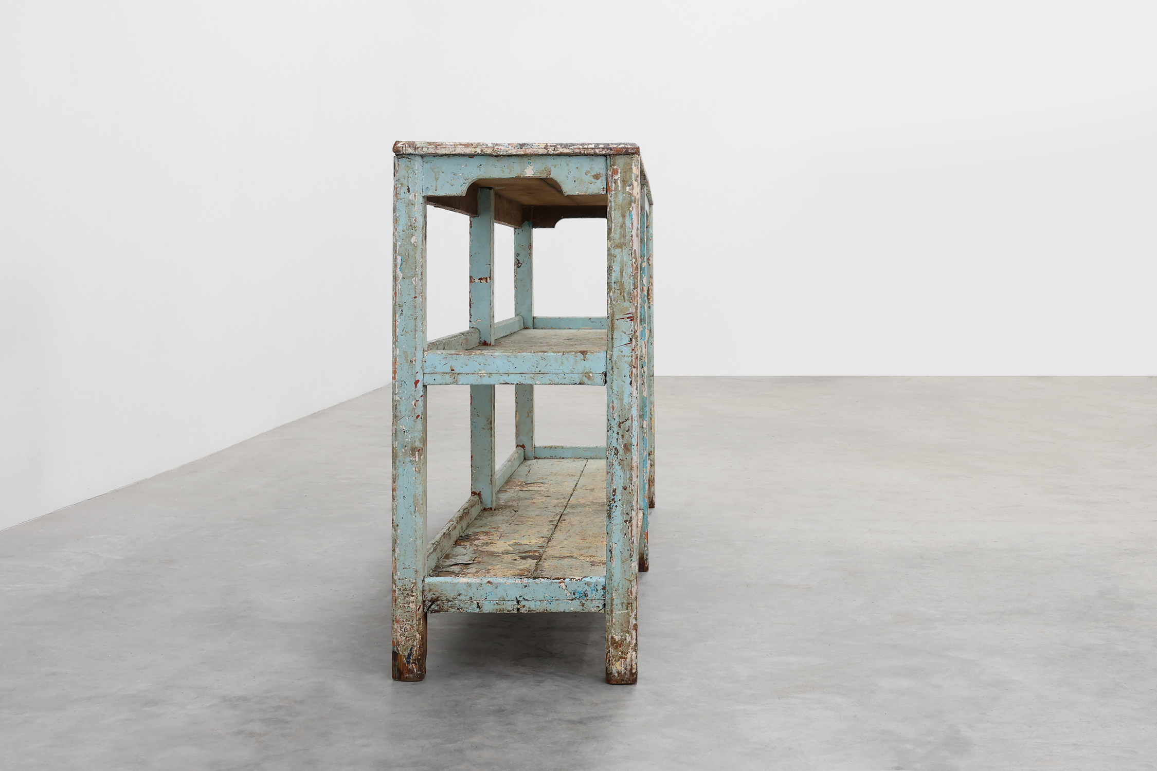 Industrial console with patina of old layers of paint, France ca. 1900thumbnail